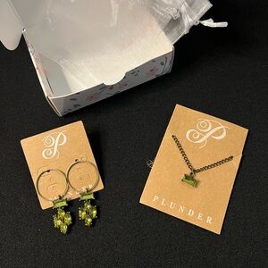Plunder Green Jewelry Set - Earrings and Necklace